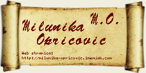 Milunika Opricović vizit kartica